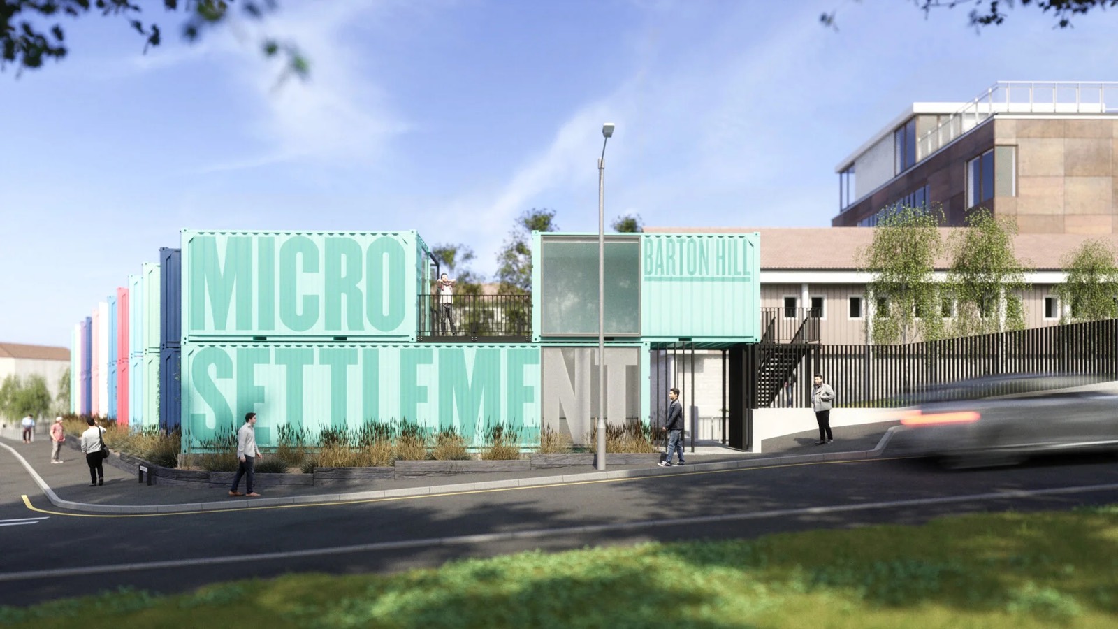 The micro home street elevation, rendered view