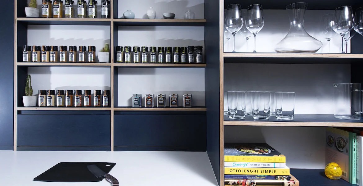 Shelving detail with greenery
