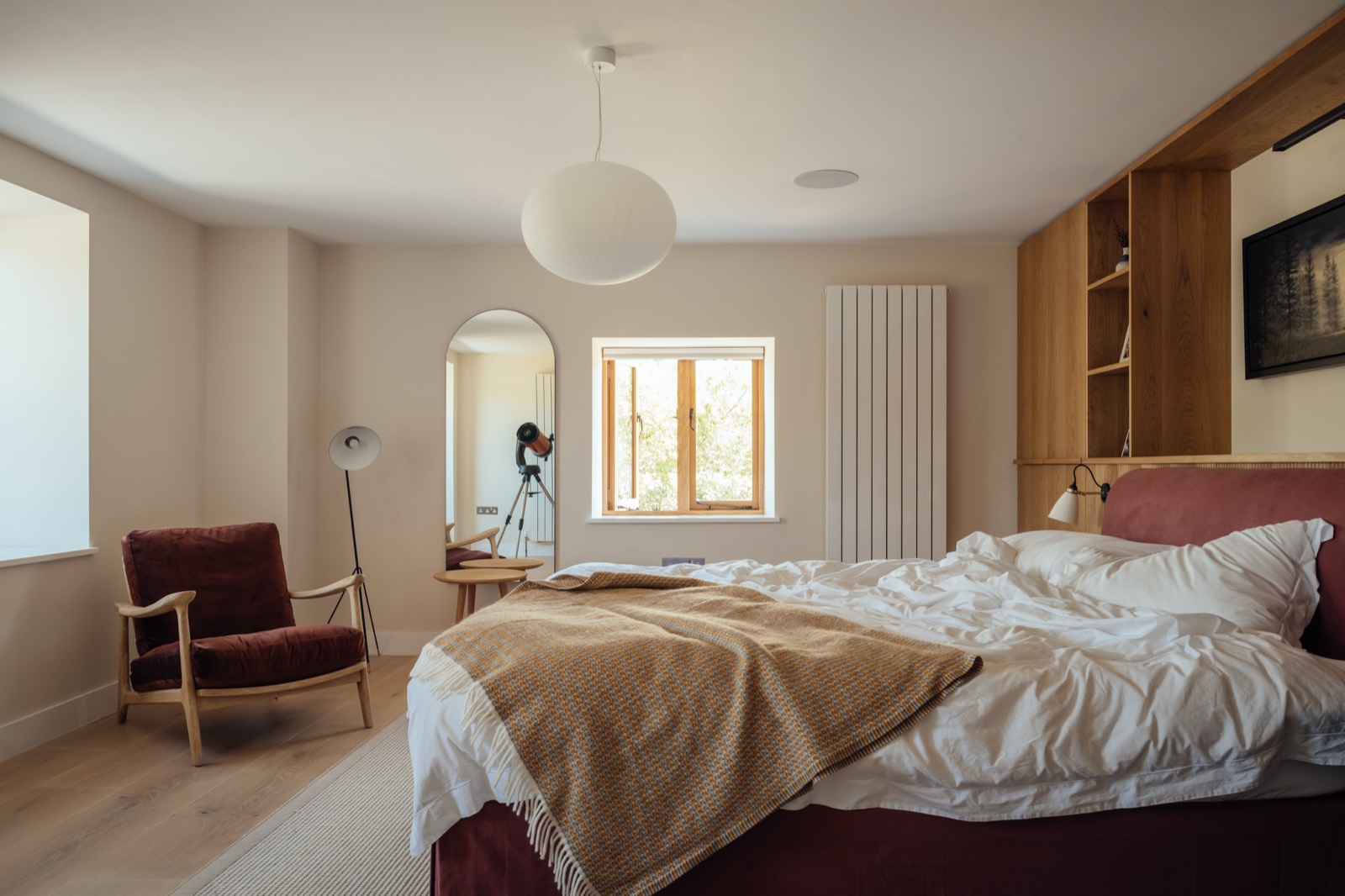 A bedroom in the refurbished mill