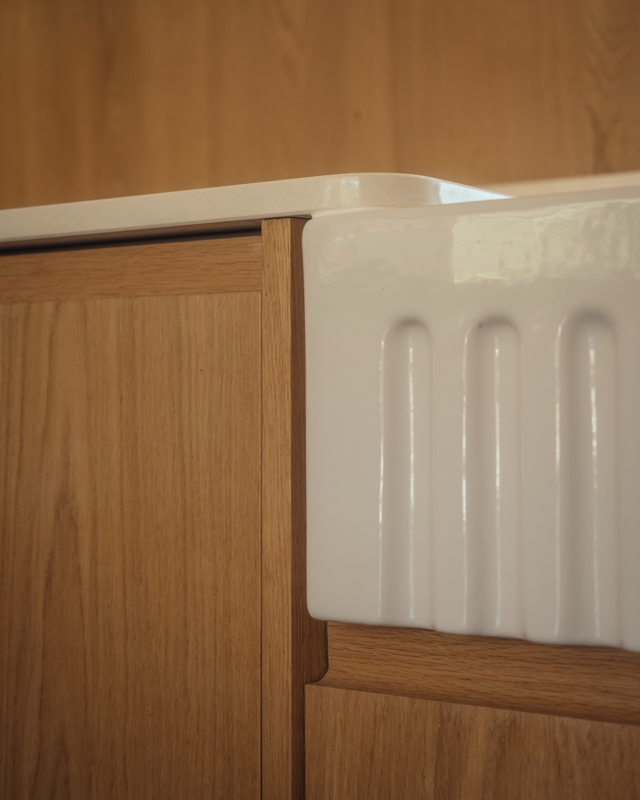 The fluted cupboard doors