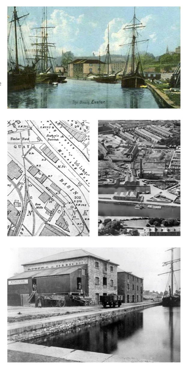 Historic views of Exeter Quay and the warehouses, from the planning research
