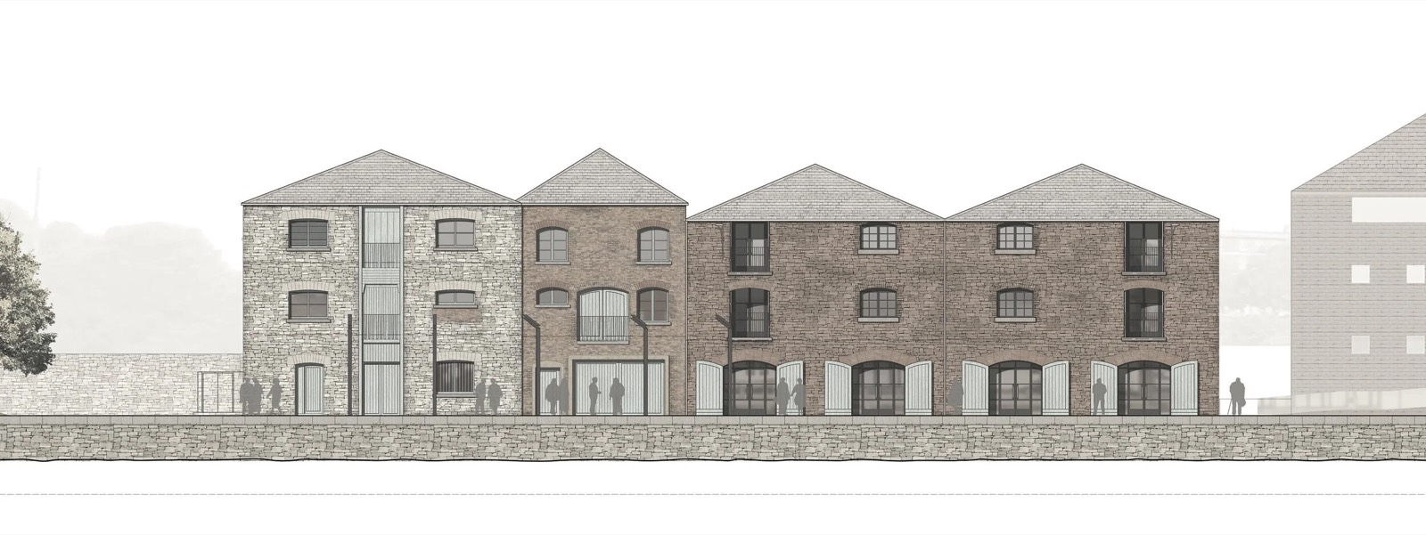 The quayside elevation as proposed