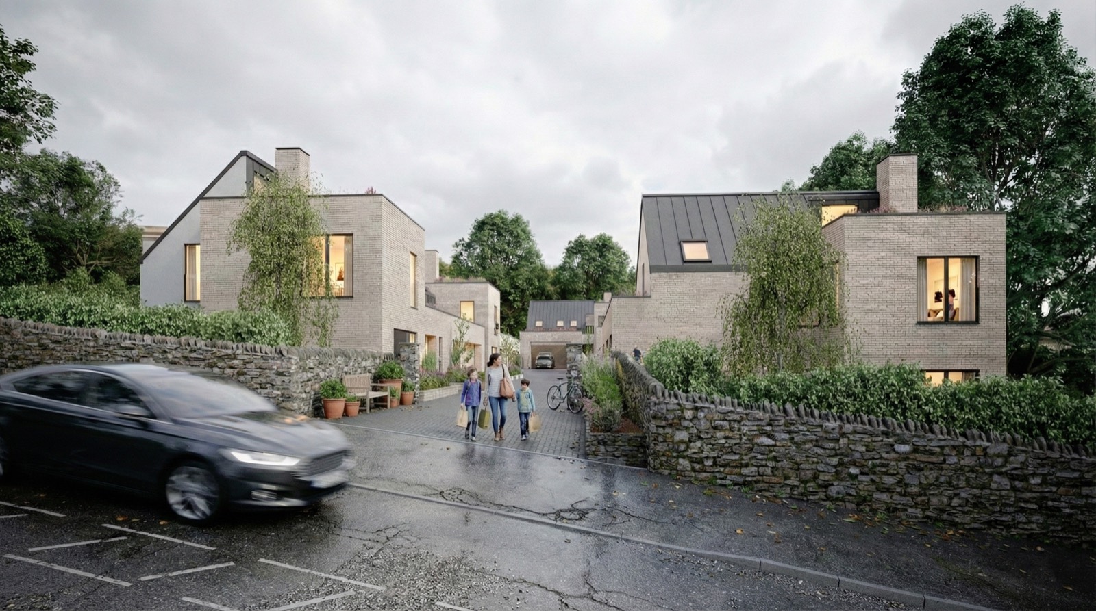 The lane through the development, rendered view