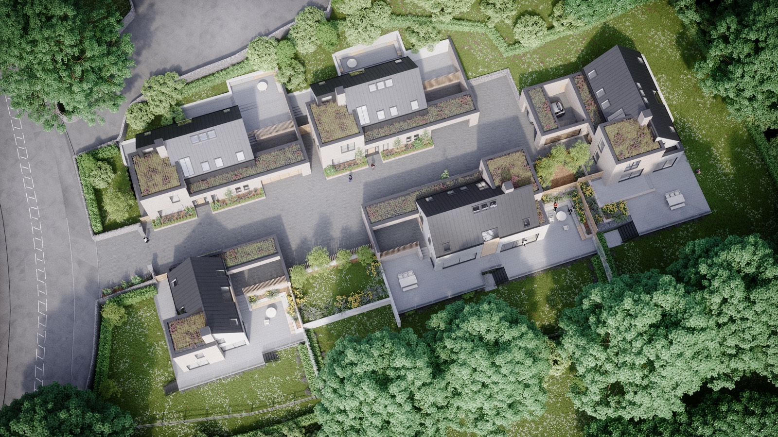 The development from above, rendered view