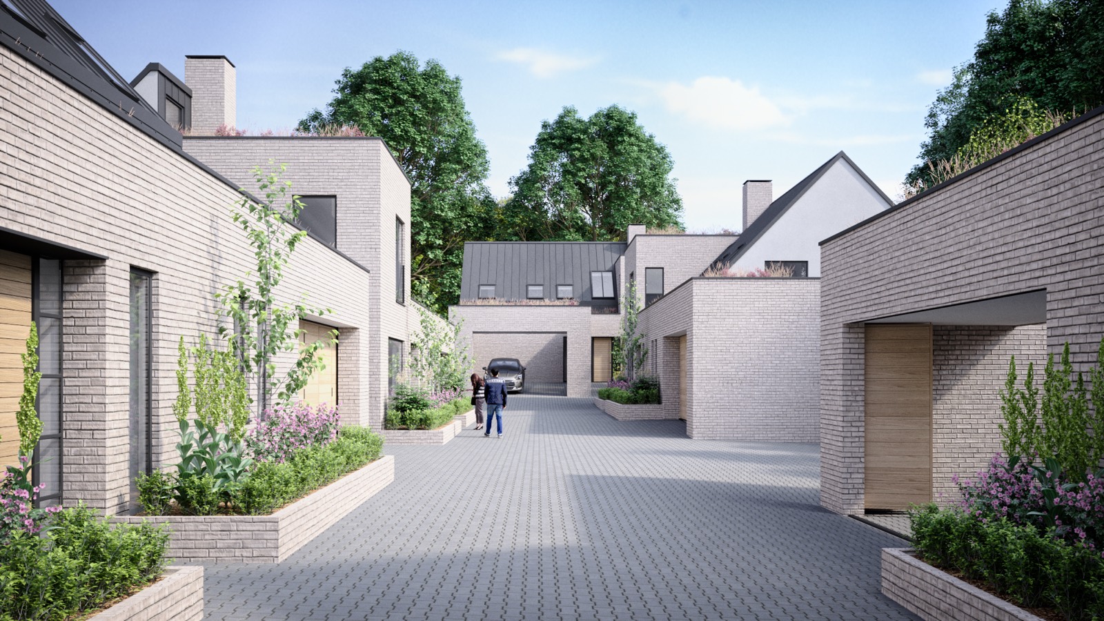 The mews lane between the houses, rendered view