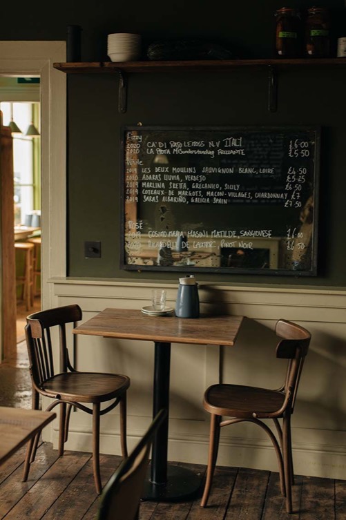The counter and menu boards inside