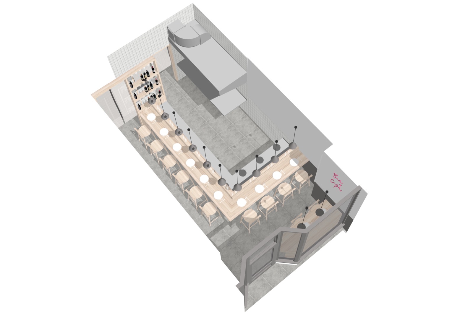 The room from above, axonometric view